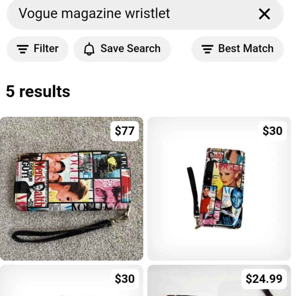 Vogue Glossy Magazine Collage Wristlet — Black, Pink, Blue, Yellow
